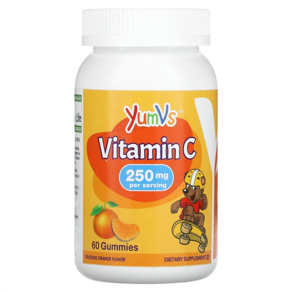 YumV's, Kids, Vitamin C, Delicious Orange, 250 mg, 60 Gummies  2580