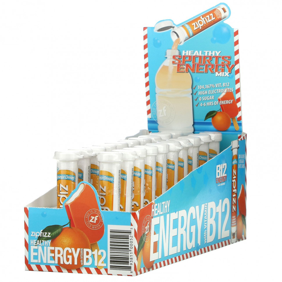 Zipfizz, Healthy Energy With Vitamin B12, Orange Cream, 20 Tubes, 11 g Each  5350