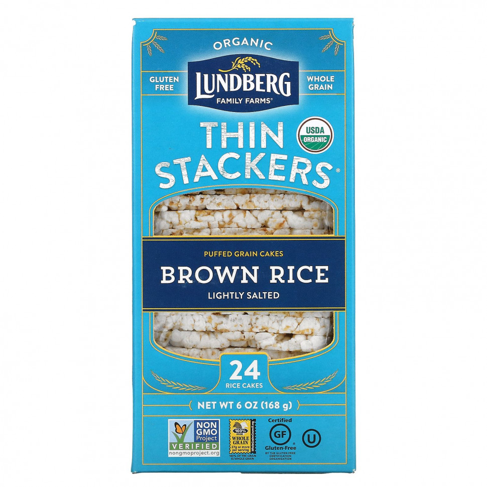  IHerb () Lundberg, Thin Stackers, Brown Rice, Lightly Salted, 24 Rice Cakes, ,    1130 