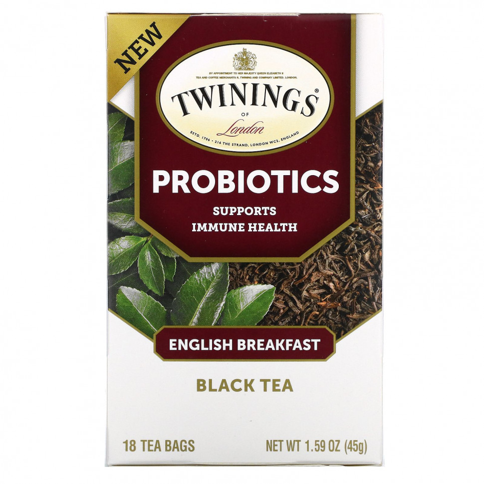 Twinings, Probiotics Black Tea, English Breakfast, 18  , 45  (1,59 )  1320