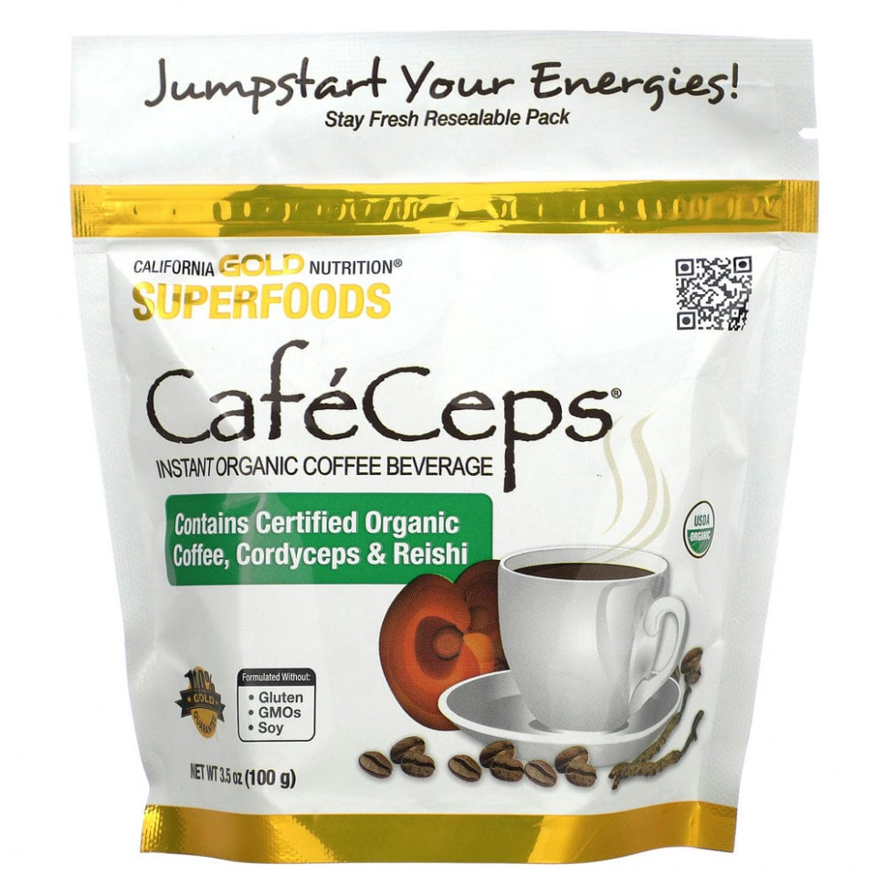 California Gold Nutrition, SUPERFOODS, Caf?Ceps,           , 100  (3,5 )  2350