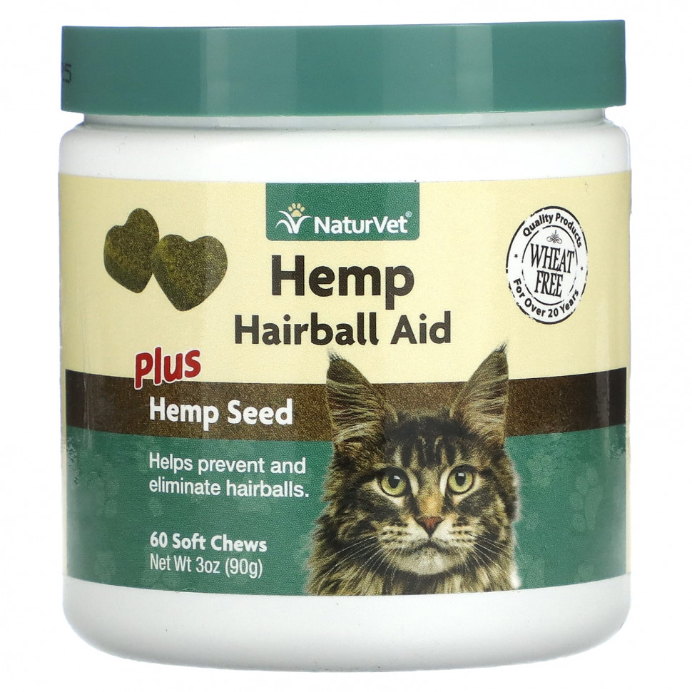 NaturVet, Hemp Hairball Aid Plus Hemp Seed,  , 60  , 90  (3 )  1300