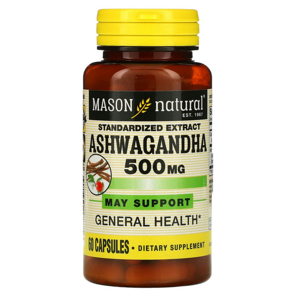 Mason Natural, Ashwagandha, 500 mg, 60 Capsules  2000