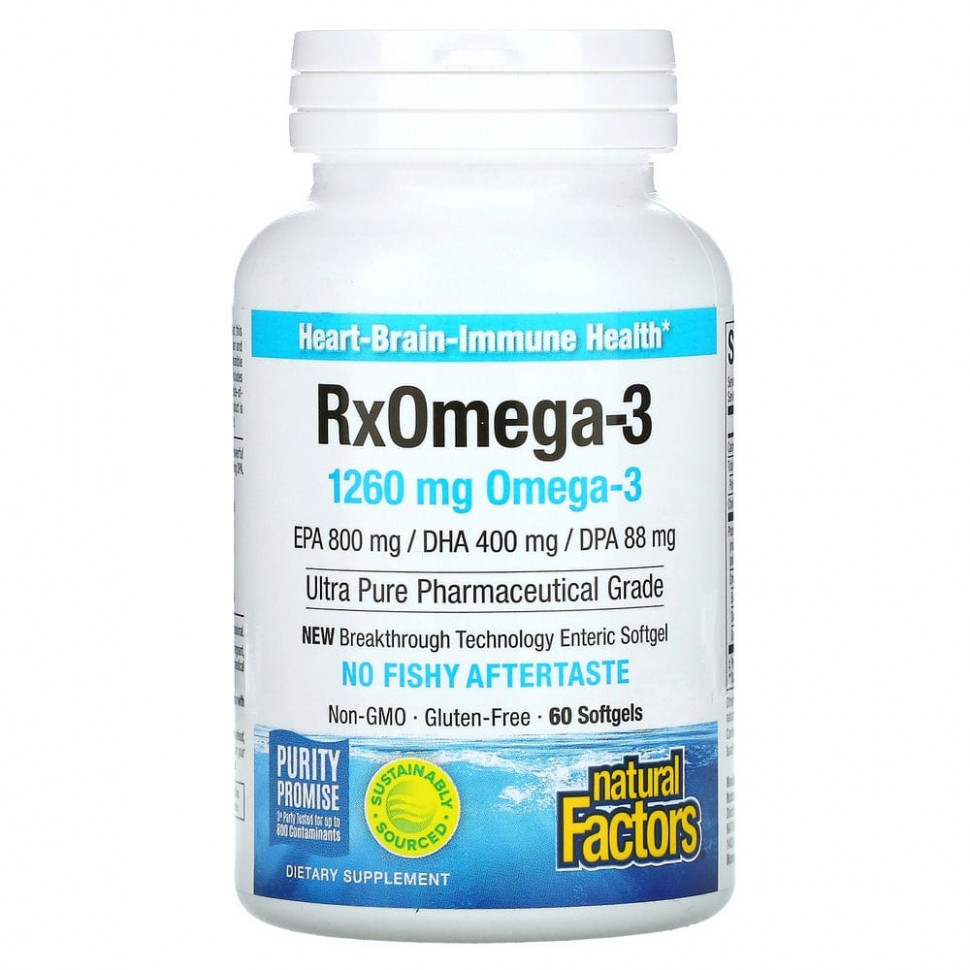 Natural Factors, RxOmega-3, 630 , 60  Enteripure  2610