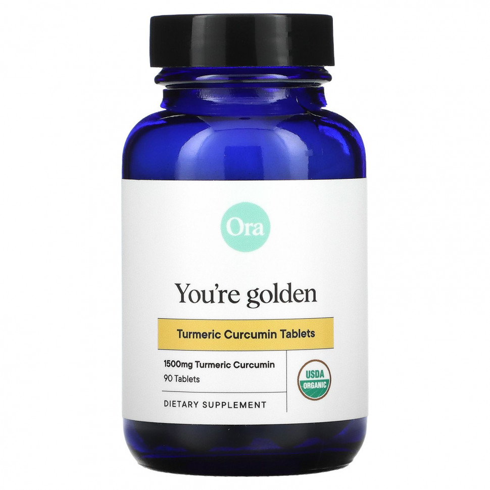 Ora, You're Golden, Organic Turmeric Curcumin Supplement, 500 mg, 90 Organic Tablets  5100