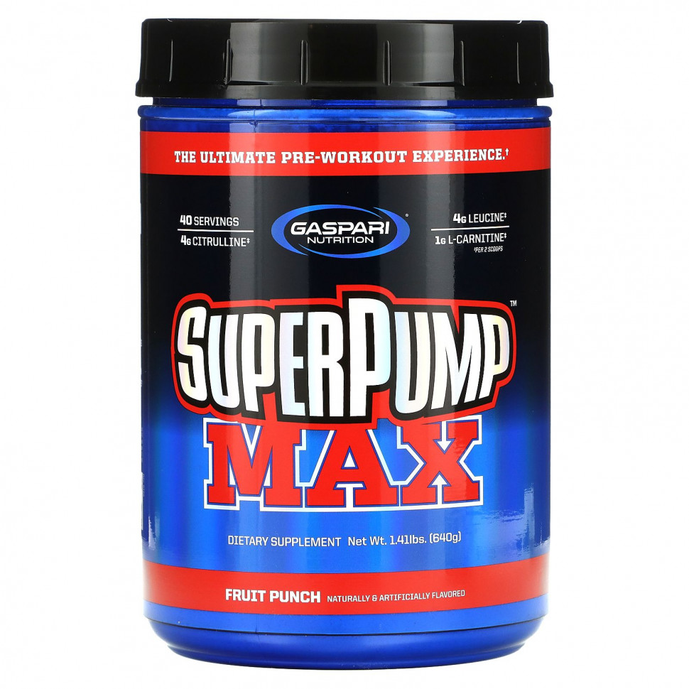 Gaspari Nutrition, SuperPump Max, Fruit Punch Blast, 1.41 lbs (640 g)  7330