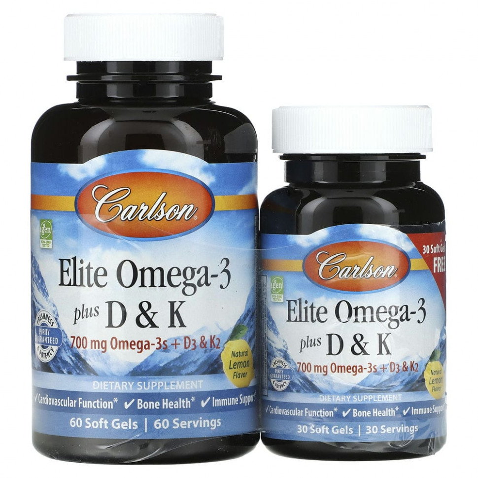 Carlson Labs, Elite Omega-3   D  K,   , 60 (+ 30 )    5760