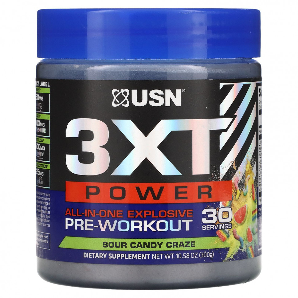 USN North America, Inc., All-in-One Explosive Pre-Workout, Sour Candy Craze, 300  (10,58 )  6040