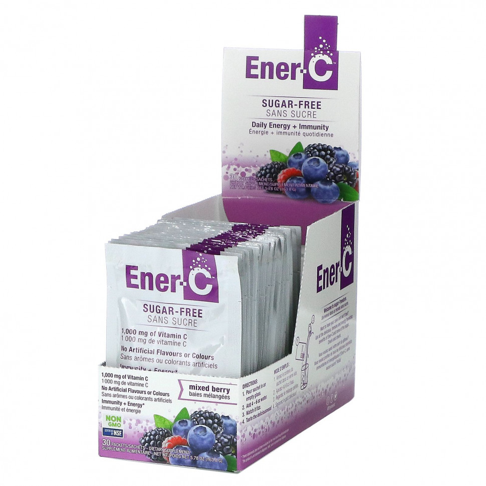 Ener-C, Vitamin C, Multivitamin Drink Mix, Surgar Free, Mixed Berry, 1,000 mg, 30 Packets, 0.2 oz (5.46 g) Each  3180