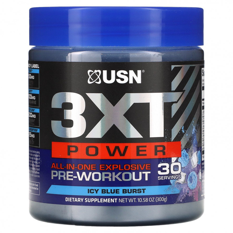 USN North America, Inc., All-in-One Explosive Pre-Workout, Icy Blue Burst, 300  (10,58 )  6030