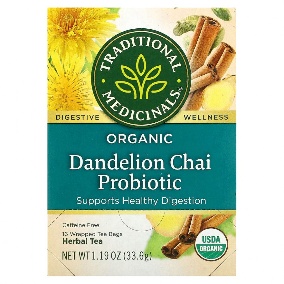 Traditional Medicinals, Organic Dandelion Chai Probiotic,   , 16  , 33,6  (1,19 )  1210