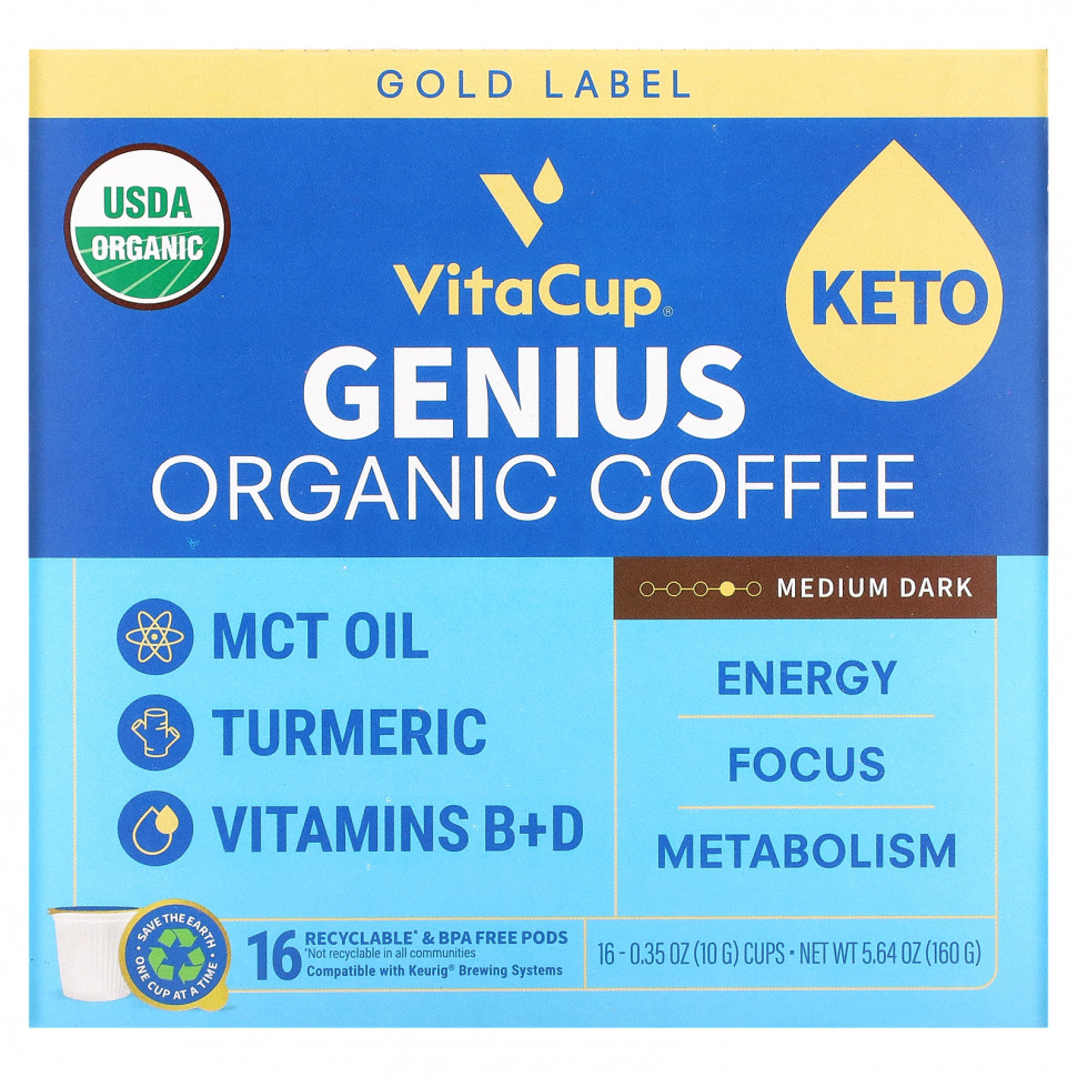 VitaCup, Organic,  Genius,  , 16   10  (0,35 )  5240