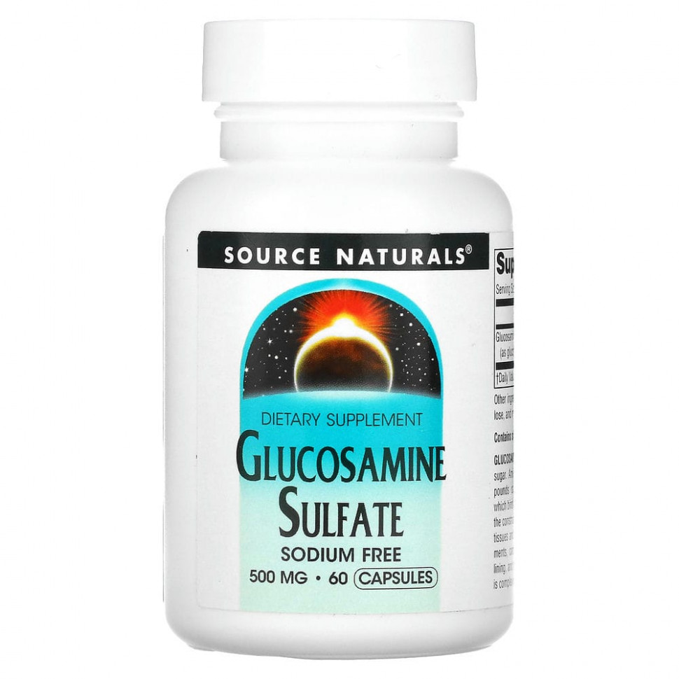 Source Naturals, Glucosamine Sulfate, Sodium Free, 500 mg, 60 Capsules  1270