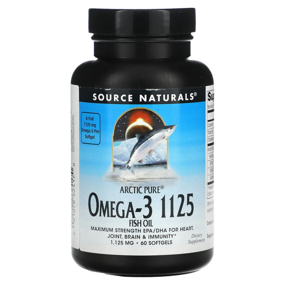 Source Naturals, Arctic Pure, Omega-3 Fish Oil, 1,125 mg, 60 Softgels  4070