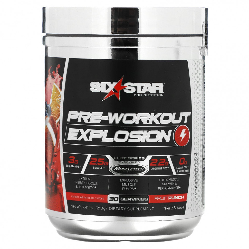 SIXSTAR, Pre-Workout Explosion, Fruit Punch, 7.41 oz (210 g)  3960