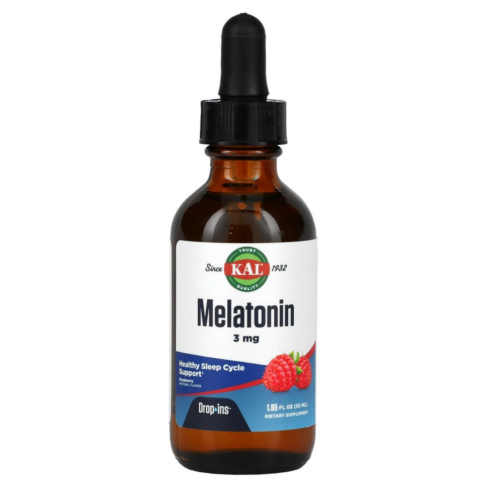 KAL, Melatonin, Natural Raspberry Flavor, 3 mg , 1.85 fl oz (55 ml)  2000