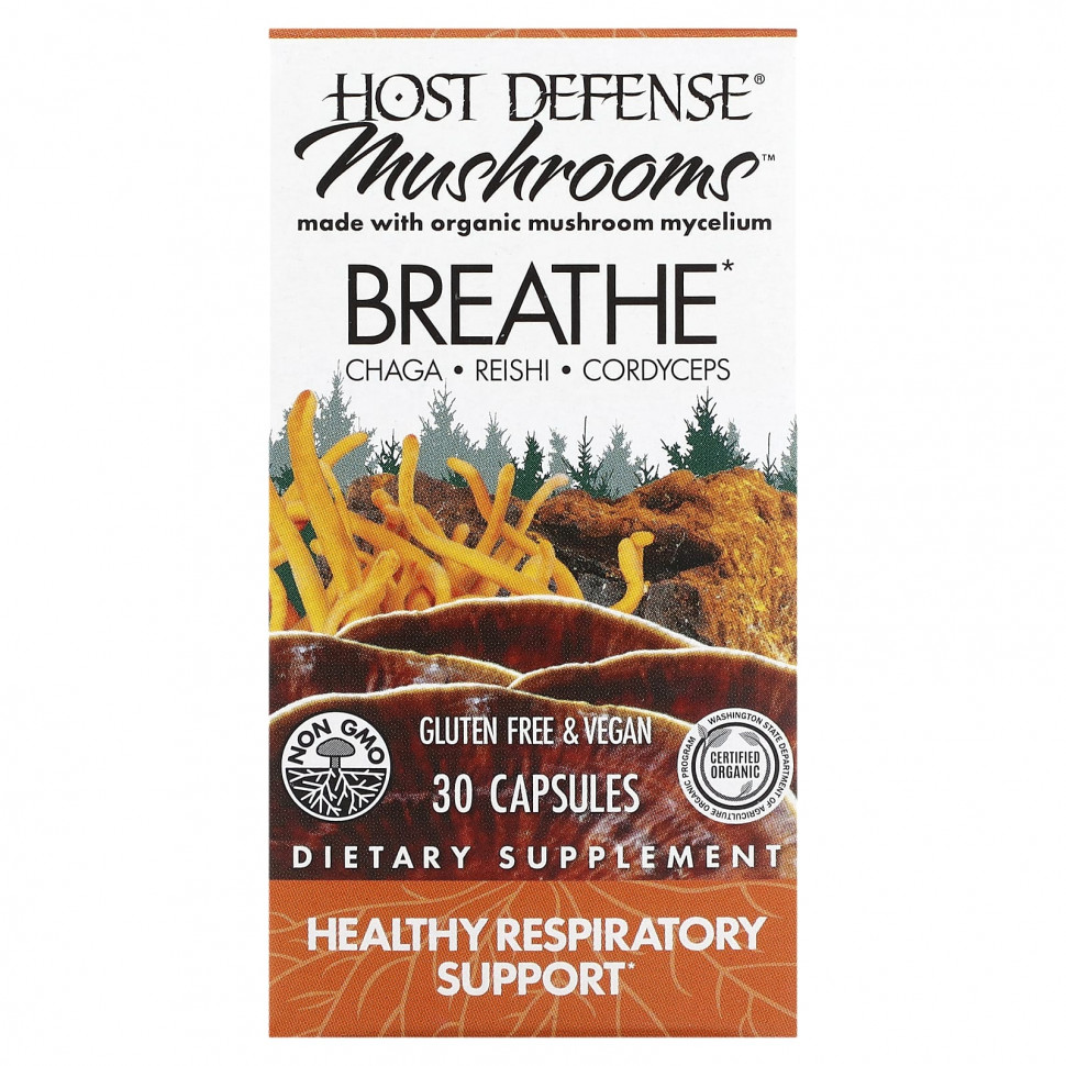 Fungi Perfecti Host Defense, Host Defense Mushrooms, Breath,  , 30   3550