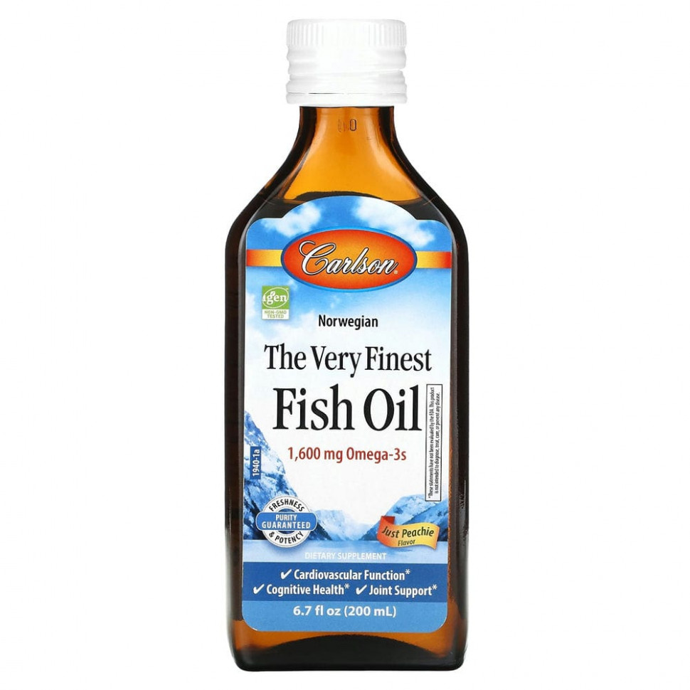 Carlson, The Very Finest Fish Oil, Just Peachie, 1,600 mg, 6.7 fl oz (200 ml)  4270