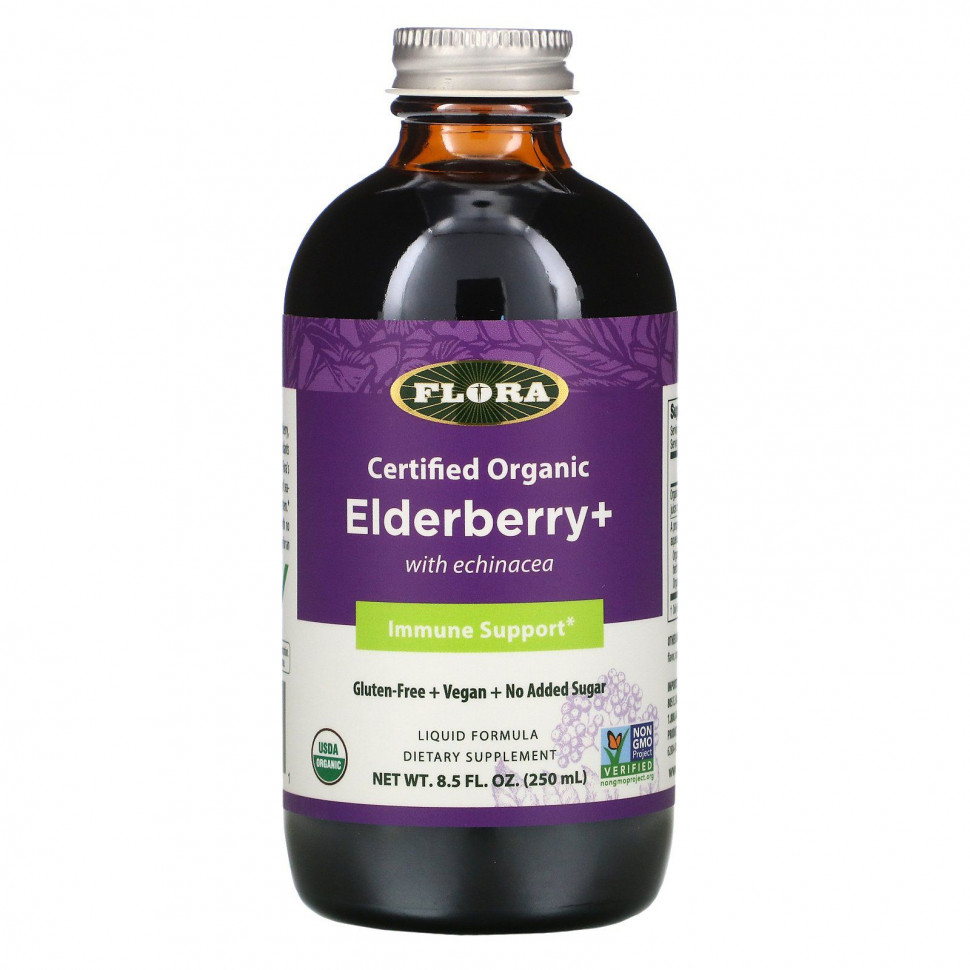 Flora, Certified Organic Elderberry +, 8.5 fl oz (250 ml)  2940