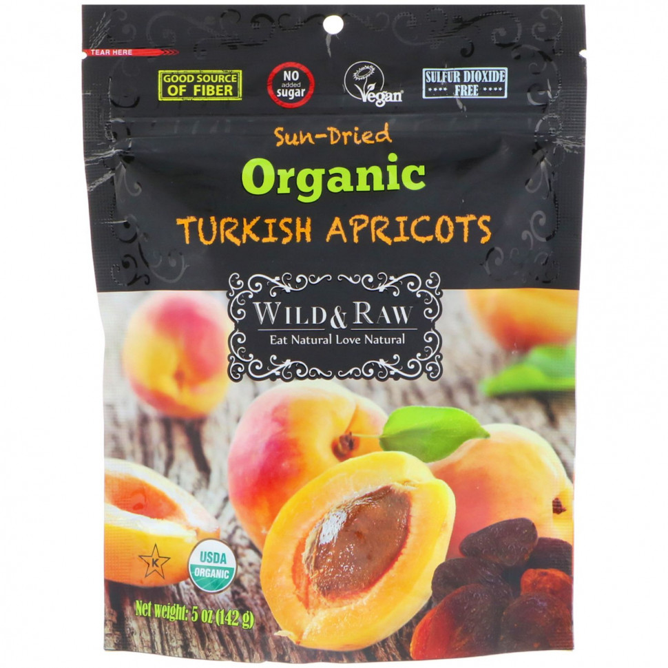 Nature's Wild Organic, Wild & Raw, Sun-Dried, Organic Turkish Aprricots, 5 oz (142 g)  980