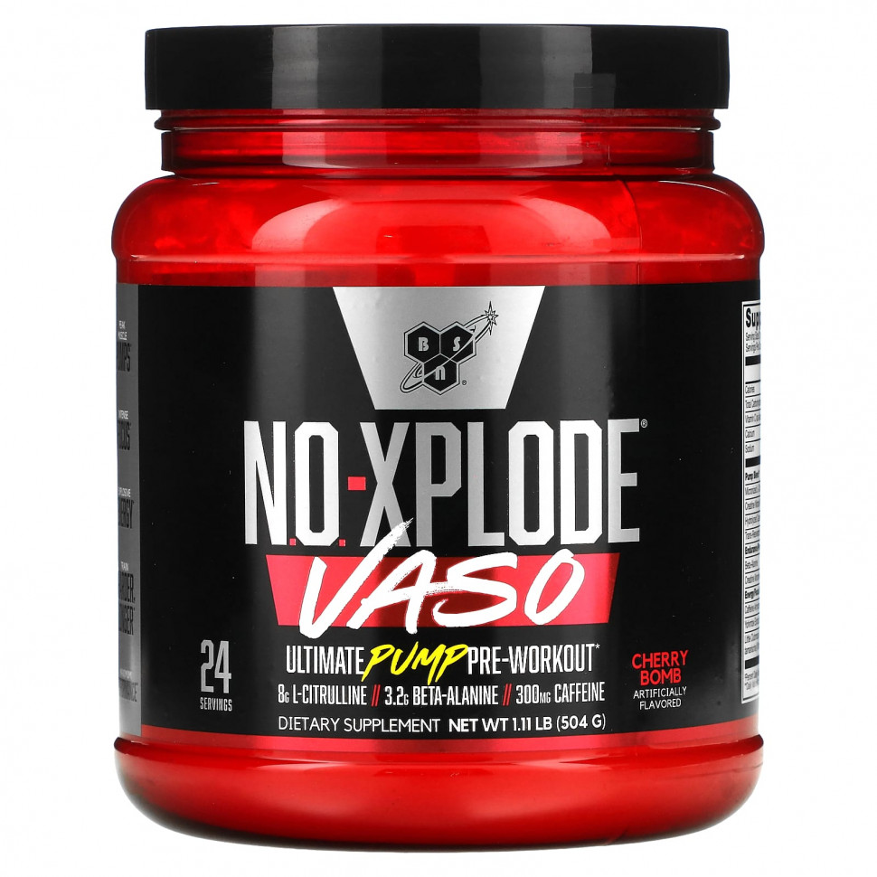 BSN, No-Xplode VASO, Ultimate Pump  , Cherry Bomb, 504  (1,11 )  9000