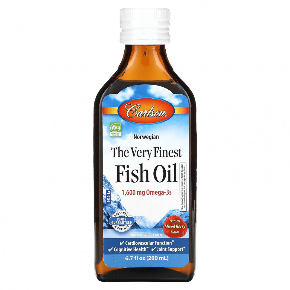 Carlson, Norwegian, The Very Finest Fish Oil, Natural Mixed Berry, 1,600 mg, 6.7 fl oz (200 ml)  4190