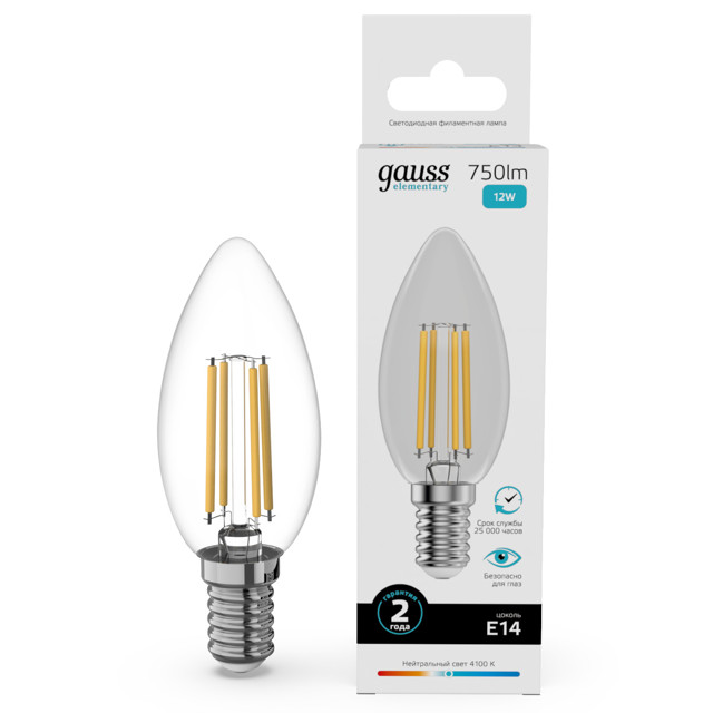 ���� ����� ����������� GAUSS Filament Elementary 12�� �14 LED 750�� 4100� �����, ����, ������ ������ �� 230 ���