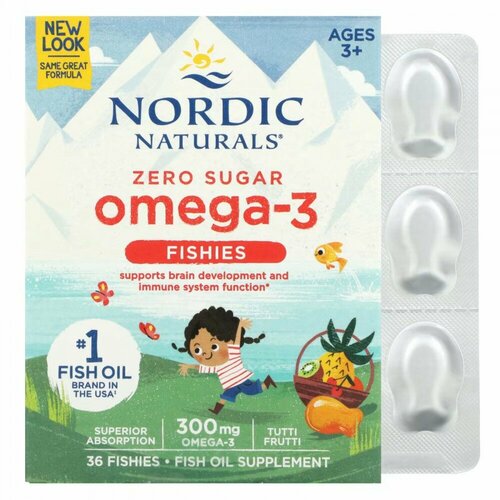 Nordic Naturals, Nordic Omega-3 Fishies,   -3,    2 ,  -, 300 , 36  3842