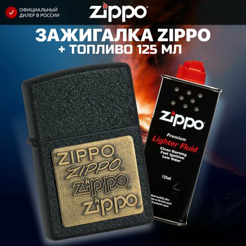   ZIPPO 362 Black Crackle Gold Logo +     125  6858