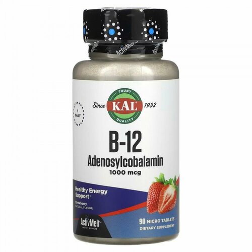 KAL, B-12 Adenosylcobalamin, Strawberry, 1,000 mcg, 90 Micro Tablets 2650