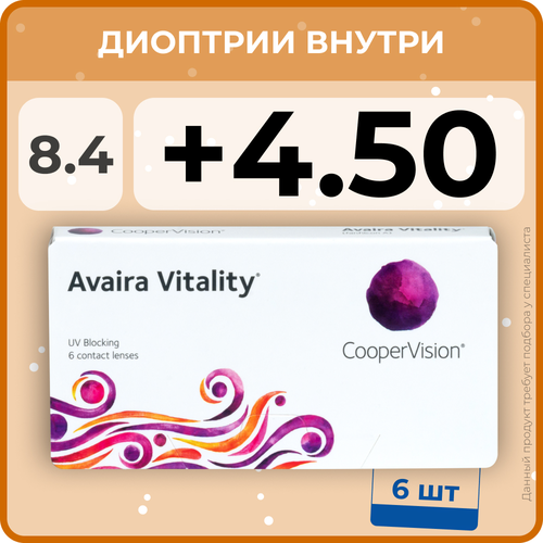   CooperVision Avaira Vitality, 6 ., R 8,4, D +4,5, , 1 . 1655