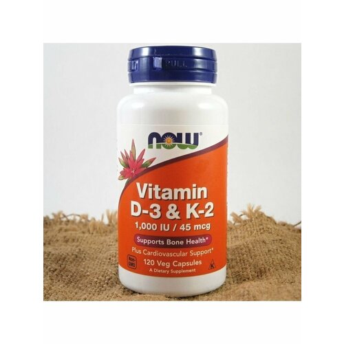 NOW Vitamin D-3 & K-2 1000 IU/45 mcg, 120 caps 1210