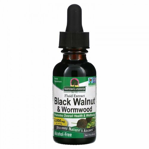 Nature s Answer, Black Walnut & Wormwood, Fluid Extract, Alcohol-Free, 2,000 mg, 1 fl oz (30 ml) 1952