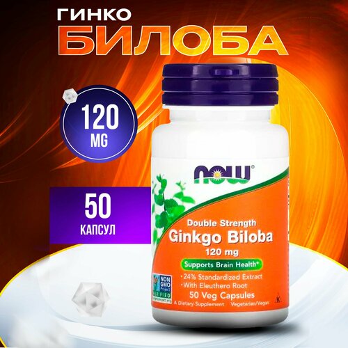 Now Foods, Ginkgo Biloba, Double Strength, 120 mg, 50 Veg Capsules 1890