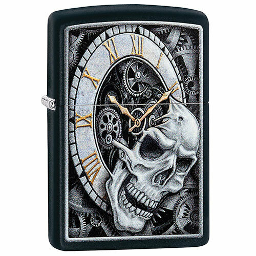  Skull Clock Design   Black Matte Zippo 29854 GS 6570