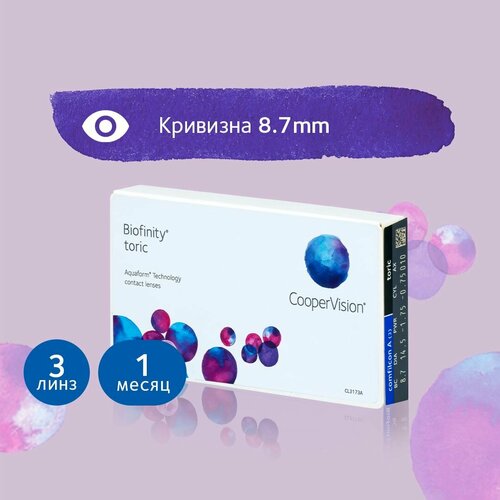   CooperVision Biofinity Toric., 3 ., R 8,7, D -2,5,CYL:-2,25,A:140, , 1 . 2490