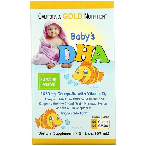 California Gold Nutrition Baby's DHA Omega-3 with vitamin D3 ., 59 , 270  2500