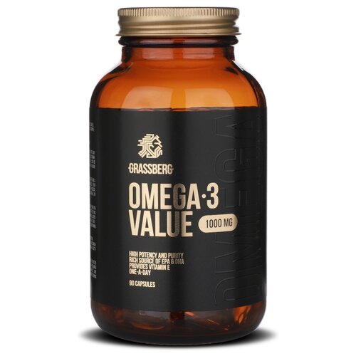 Grassberg Omega-3 Value ����., 1000 ��, 1.375 �, 90 ��., ����, ������ ������ �� 3250 ���