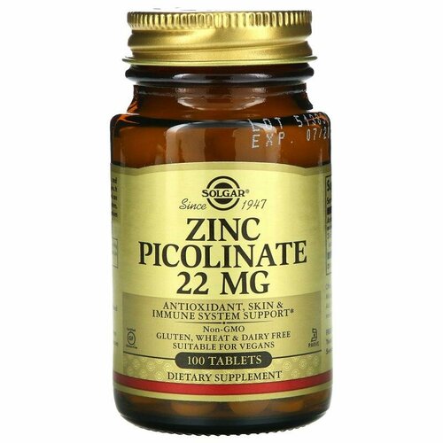 Zinc Picolinate 22 mg 100   Solgar 2590