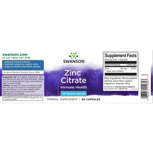 Zinc Citrate, 30 , 100 , 60 , 60 . 504