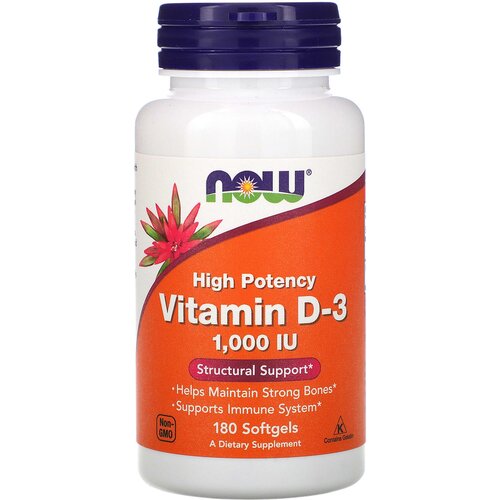 NOW  D3, Vitamin D-3, 25  (1000 IU), 180  608