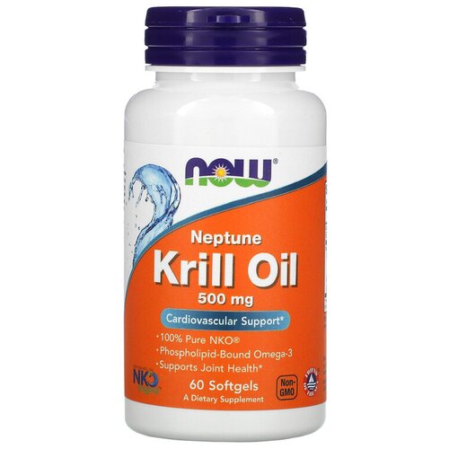 NOW Foods Neptune Krill Oil Cardiovascular Support 500 mg, 60 softgels,      , 500 , 60   3307