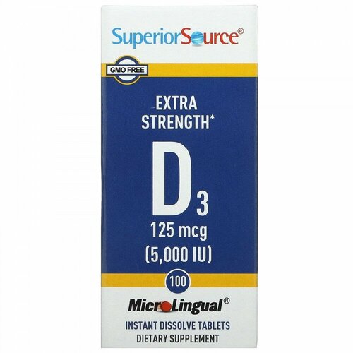 Superior Source, Extra Strength D3, 125 mcg (5,000 IU), 100 MicroLingual Instant Dissolve Tablets 2899