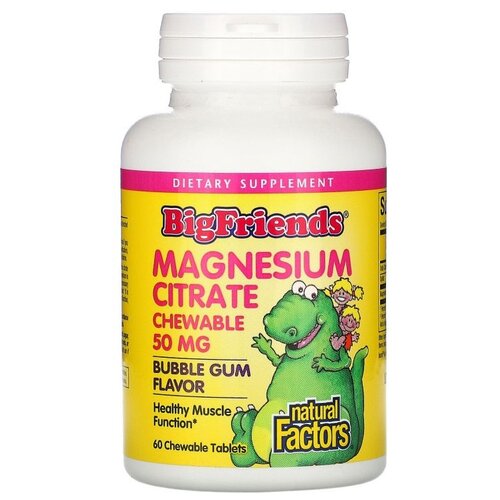  Natural Factors Big Friends Chewable Magnesium Citrate, 110 , 50 , 60 . 1240