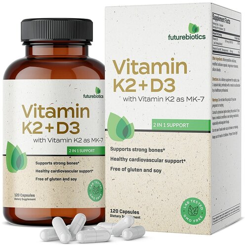 FutureBiotics, Vitamin K2 + D3 with Vitamin K2 as MK-7, 120 Capsules 2634