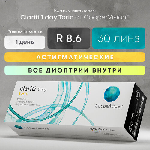   CooperVision Clariti 1 day toric., 30 ., R 8,6, D -5,5,CYL:-1,25,A:160, ADD: +1.00 D, , 1 ., ,    2300 