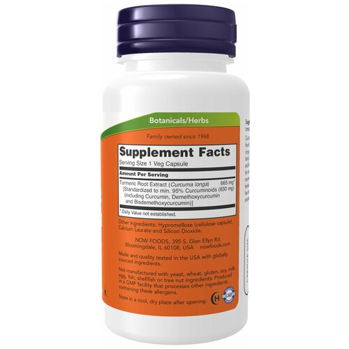 Now Foods  850 60 (CURCUMIN EXTRACT 95% 665MG 60 VCAPS) 5199