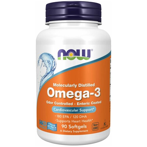 Omega-3 Molecularly Distilled 1000  (-3) 90  (Now Foods) 1590