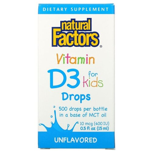  Natural Factors Vitamin D3 for Kids, 90 , 15 , 400 , 500 . 2100