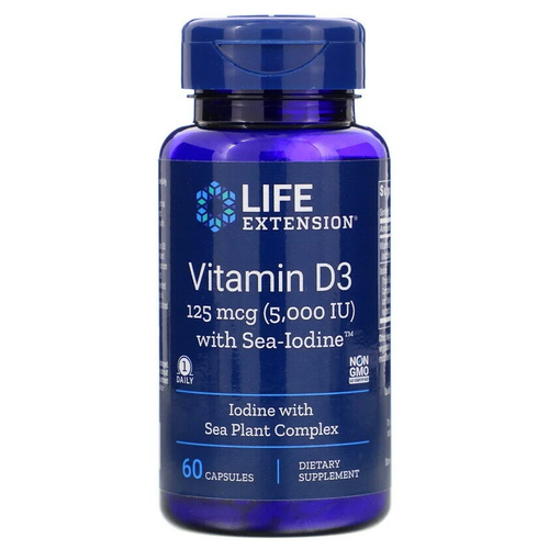  Life Extension Vitamin D3 with Sea-Iodine, 50 , 5000 , 60 . 1251